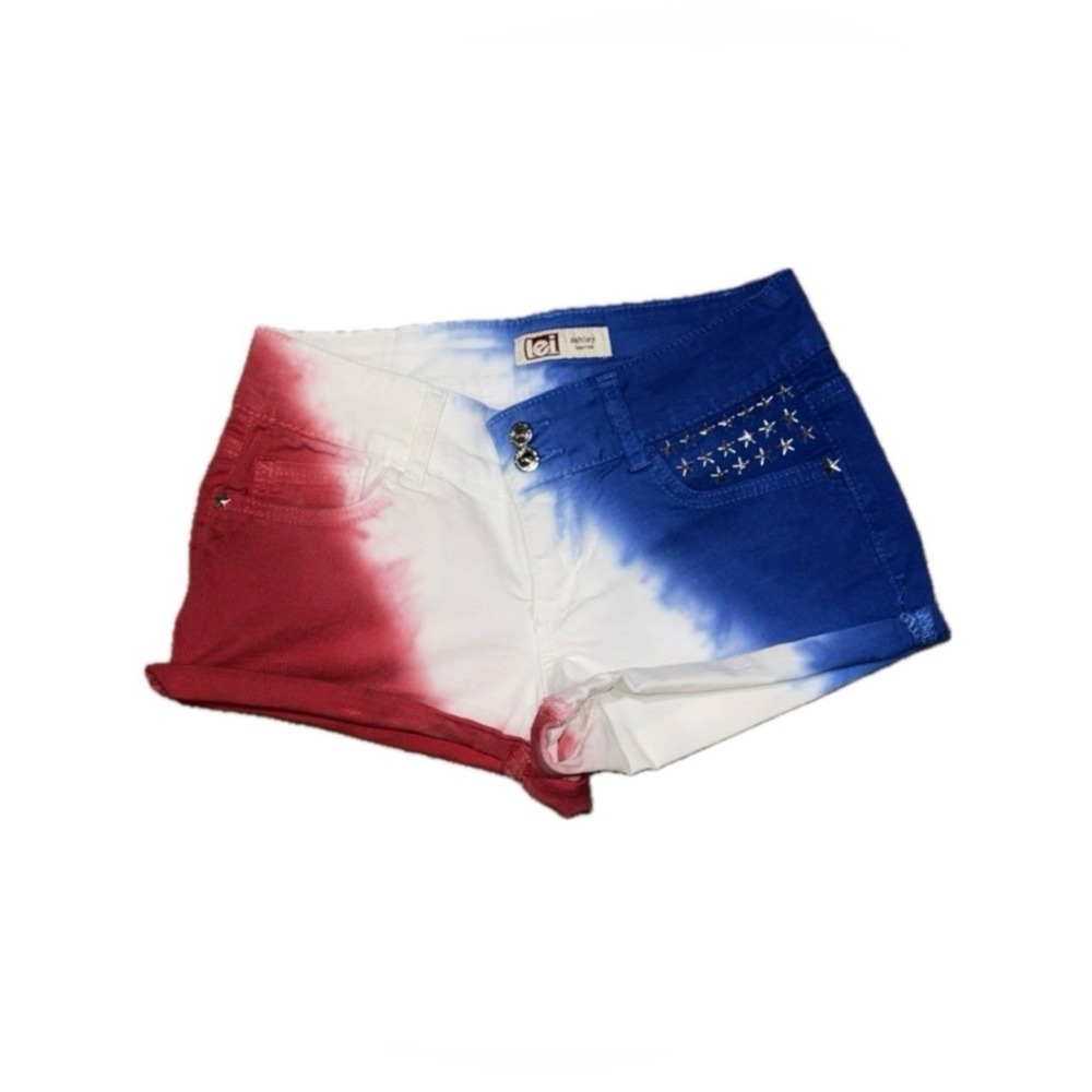 LEI‎ Vintage Denim Shorts Low Rise Cuffed | Red White Blue | Independence Day